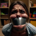 Frantic babysitter duct tape gagged super tight