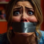 Frantic babysitter duct tape gagged super tight