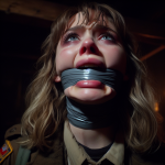 18-year-old girl scout tape gagged really tight (AI generated fetish image)
