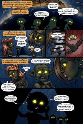 An erotic BDSM comic featuring four heroines in Goblin Town, facing bondage, submission, and dark desires from goblins as they endure intense sexual torment and struggle to escape.