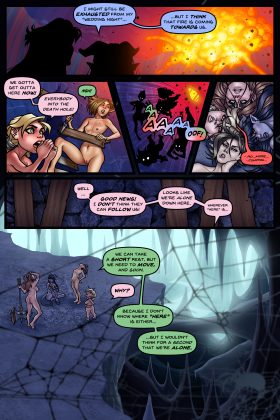 An erotic BDSM comic featuring four heroines in Goblin Town, facing bondage, submission, and dark desires from goblins as they endure intense sexual torment and struggle to escape.