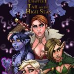 Four heroines bound on a ship, facing bondage, domination, and magical dangers in a BDSM fantasy comic.