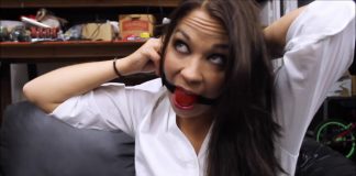 Ball-Gagged Hottie Layers Gag for Hot Muffles