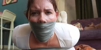 Snowflake Tape Tied and Gagged by Her Ex – FrenchBondage Snowflake from "FrenchBondage" strictly tape wrap gagged super tight