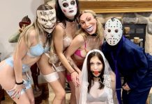 Top 10 Halloween Bondage Clips on Clips4Sale Natty Love gagged and restrained in a horror-themed Halloween bondage scene from Tied Tales.