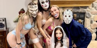 Top 10 Halloween Bondage Clips on Clips4Sale Natty Love gagged and restrained in a horror-themed Halloween bondage scene from Tied Tales.