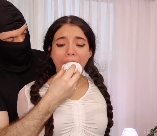 Yoga Girl Addy Rosse Gagged and Taped Mid-Livestream – Silenced Cuties Close-up of yoga influencer Addy gagged with socks