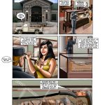 Storage Wars BDSM Comic - page 10: Laura loads plastic-wrapped Barbara into sarcophagus for transport.