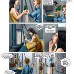 Storage Wars BDSM Comic - page 6: Laura activates wrapping machine, encasing Barbara's legs in tight plastic film.