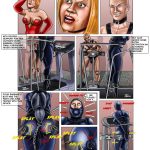 Storage Wars BDSM Comic #4 - page 5: Barbara in ballet boots and hobble chain struggles on treadmill; falls trigger automatic spanking machine.