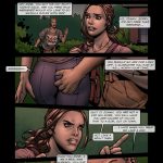 Illustrated panel from the BDSM comic "Backyard Garden Part 1," featuring high-society widow Christina Douglas and her daughter Anne in scenes of blackmail, rope bondage, gagging, domination by groundskeepers John and Jimmy, power reversal, family humiliation, and forbidden submission in an opulent estate.