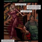 Illustrated panel from the BDSM comic "Backyard Garden Part 1," featuring high-society widow Christina Douglas and her daughter Anne in scenes of blackmail, rope bondage, gagging, domination by groundskeepers John and Jimmy, power reversal, family humiliation, and forbidden submission in an opulent estate.