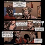 Illustrated panel from the BDSM comic "Backyard Garden Part 2," depicting widowed socialite Christina Douglas and her daughter Anne in escalating scenes of blackmail, rope bondage, gagging, domination by gardeners John and Jimmy, family humiliation, power reversals, and submissive torment in a luxurious estate setting.