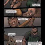 Illustrated panel from the BDSM comic "Backyard Garden Part 2," depicting widowed socialite Christina Douglas and her daughter Anne in escalating scenes of blackmail, rope bondage, gagging, domination by gardeners John and Jimmy, family humiliation, power reversals, and submissive torment in a luxurious estate setting.