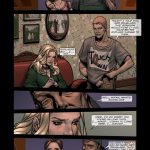 Illustrated panel from the BDSM comic "Backyard Garden Part 2," depicting widowed socialite Christina Douglas and her daughter Anne in escalating scenes of blackmail, rope bondage, gagging, domination by gardeners John and Jimmy, family humiliation, power reversals, and submissive torment in a luxurious estate setting.