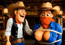 Roped Cowgirl Groped For Her Curves – Gagged AI