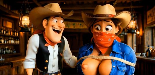 Roped Cowgirl Groped For Her Curves – Gagged AI