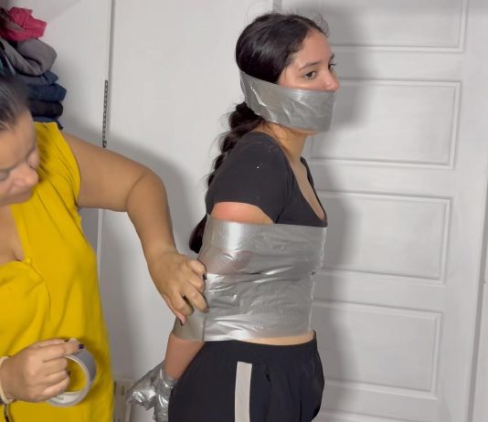 Defiant Nana Panties Stuffed & Silver Duct Tape Mummified – Selfgags nana-silver-duct-tape-torso-wrap-selfgags