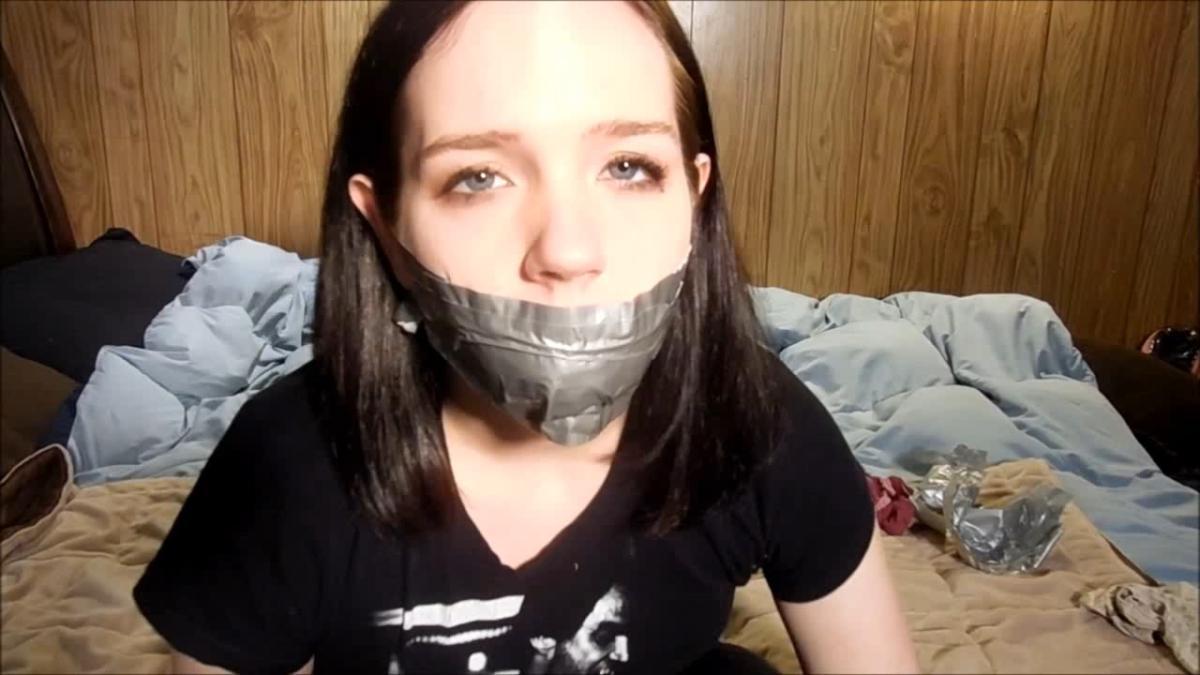 Girl gagged with dirty panties and duct tape