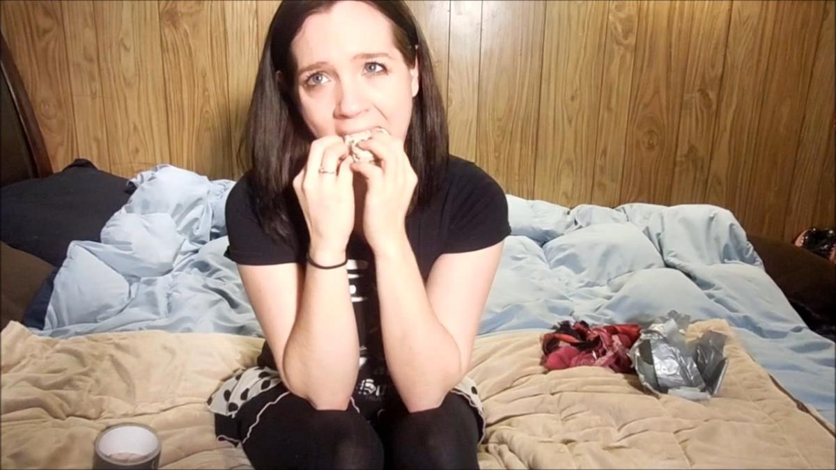 Girl gagged with dirty panties and duct tape