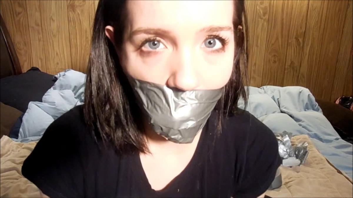 Girl gagged with dirty panties and duct tape