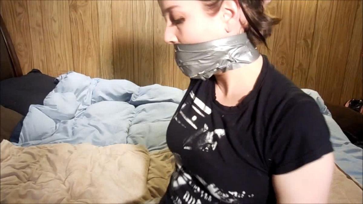 Girl gagged with dirty panties and duct tape