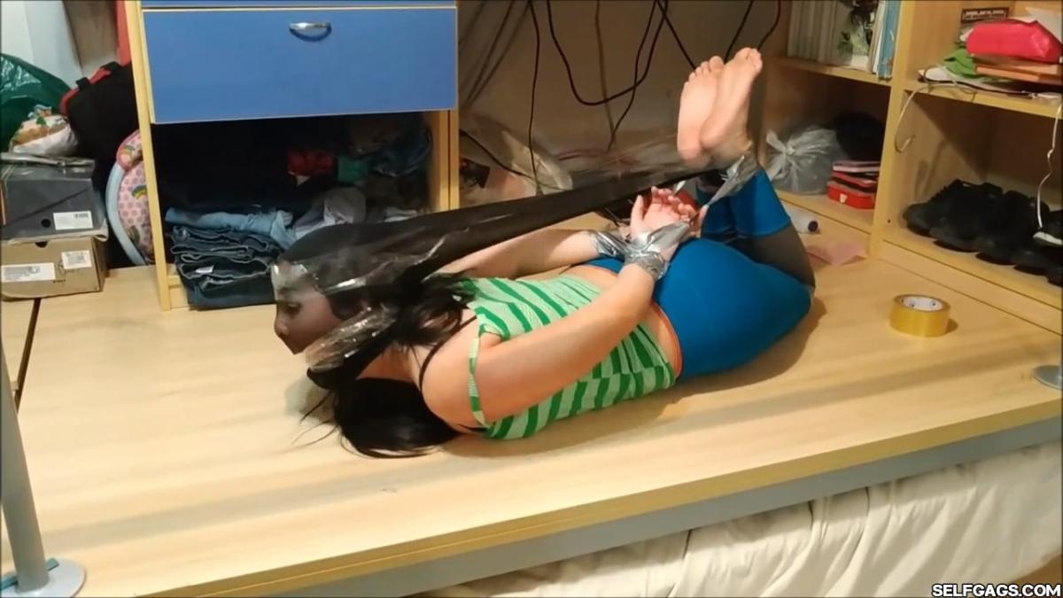 Bondage-Girl-Hogtied-In-Pantyhose-Encasement-36