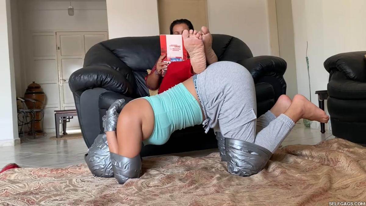 Cleaning girl used as bondage slave by MILF boss