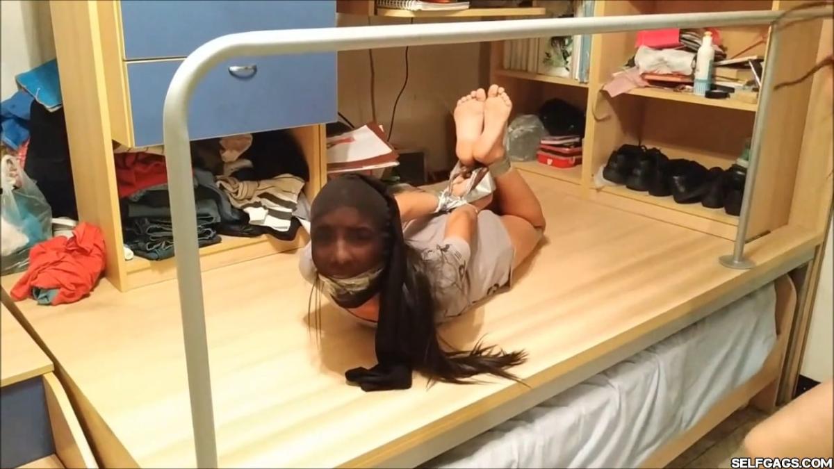 Cute Barefoot Girl Fucked Up With Pantyhose Bondage In Extremely Strict Hogtie