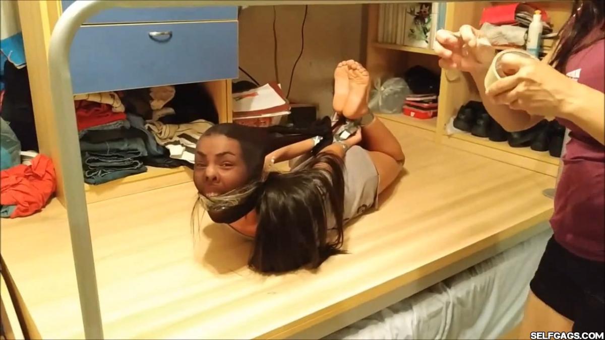 Cute Barefoot Girl Fucked Up With Pantyhose Bondage In Extremely Strict Hogtie