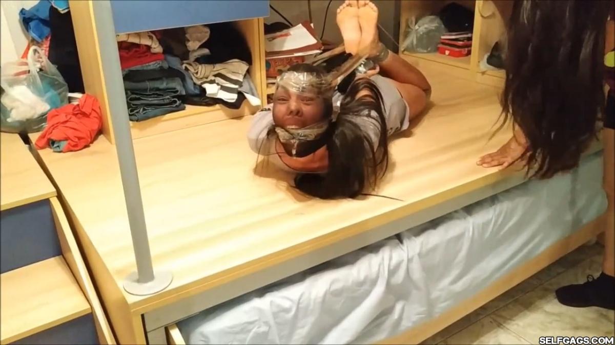 Cute Barefoot Girl Fucked Up With Pantyhose Bondage In Extremely Strict Hogtie
