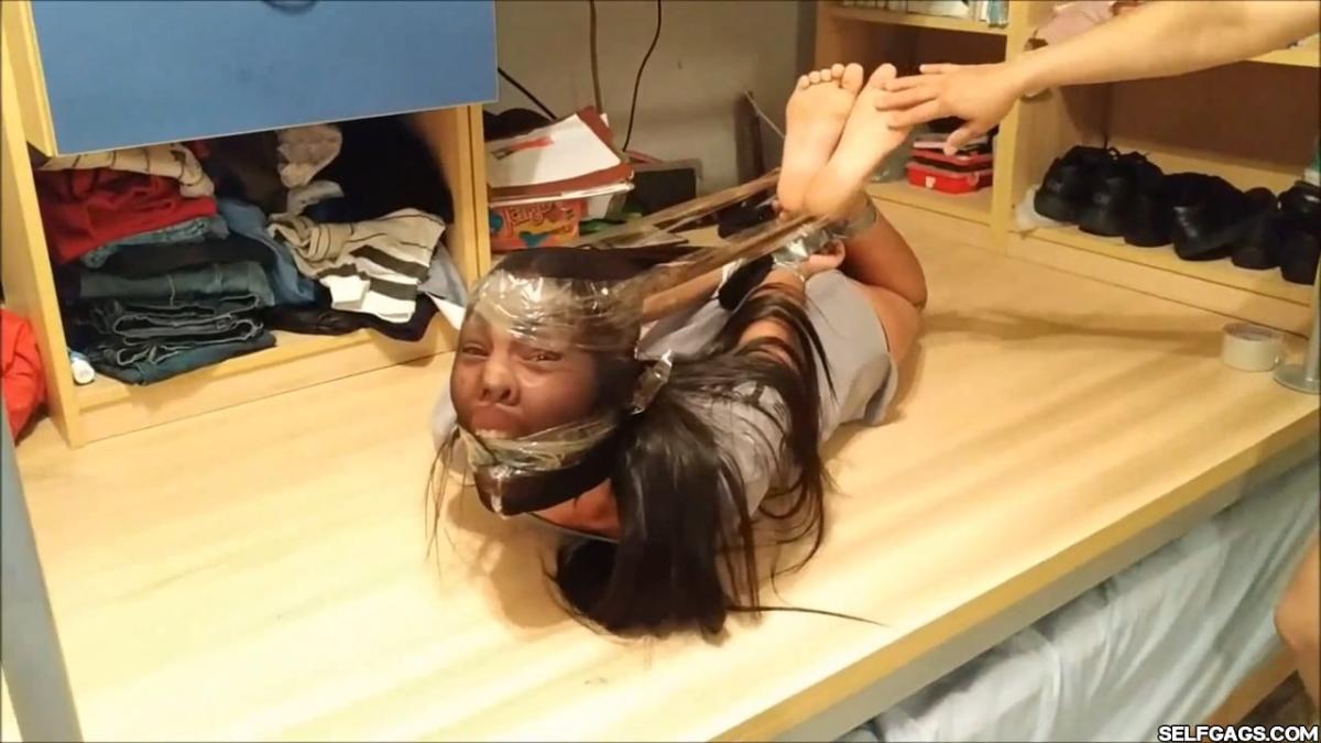 Cute Barefoot Girl Fucked Up With Pantyhose Bondage In Extremely Strict Hogtie