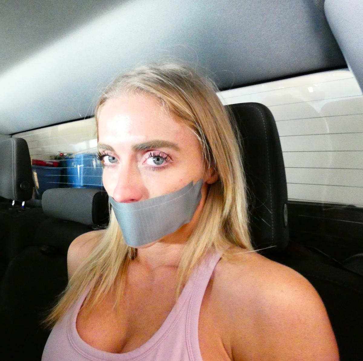 Hot Blondie Jogger In Tape Bondage