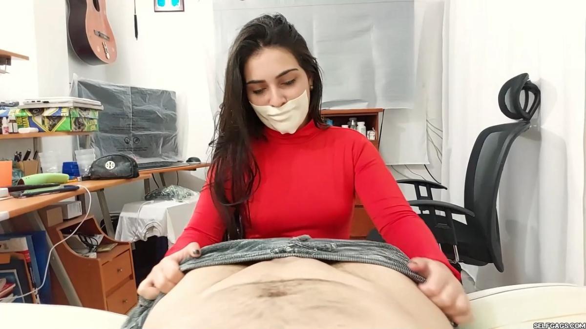 Microfoam-Tape-Gagged-Handjob-By-Superheroine-7