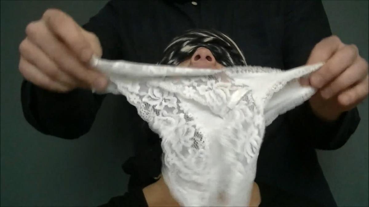 Blindfolded college girl gagged