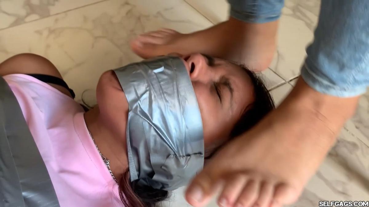Bound and gagged in sandals