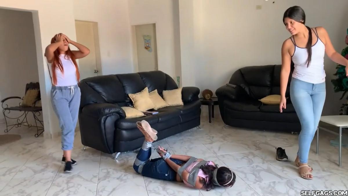 Bound and gagged in sandals