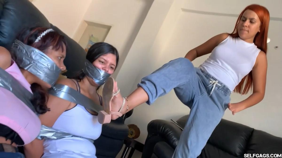 Bound and gagged in sandals