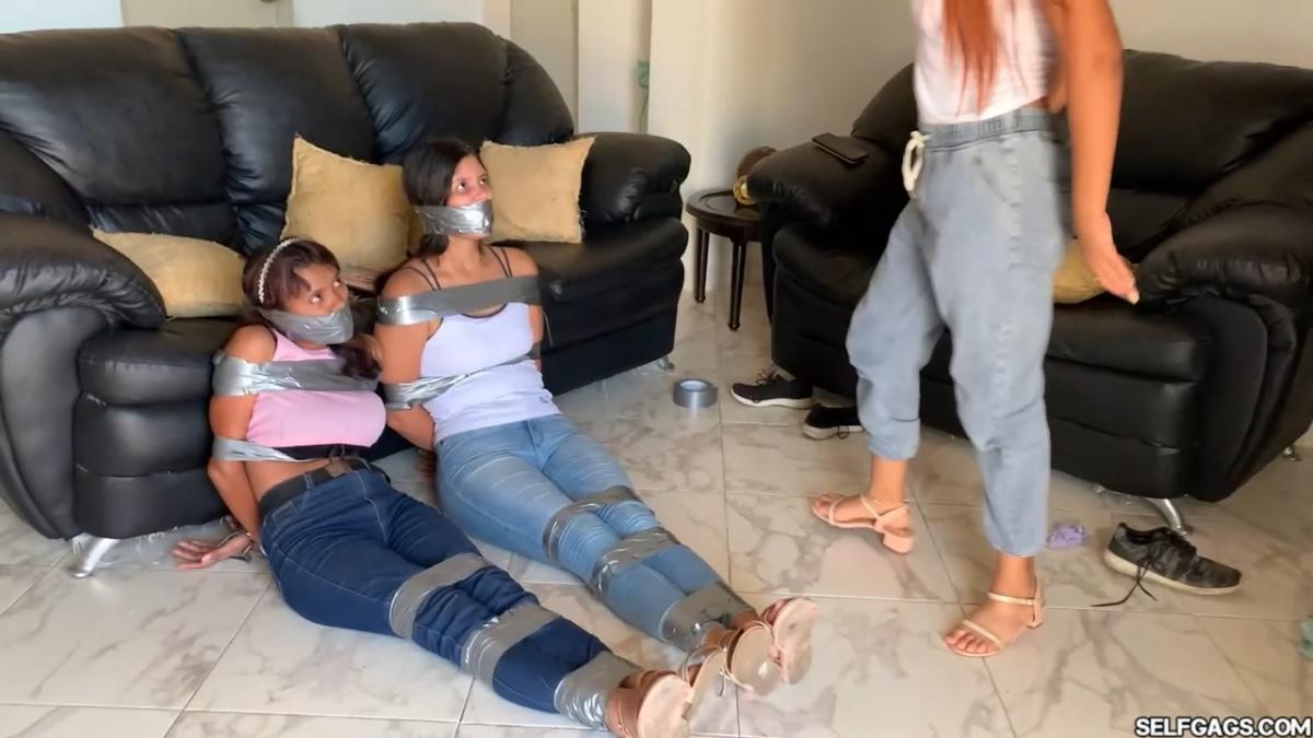 Bound and gagged in sandals