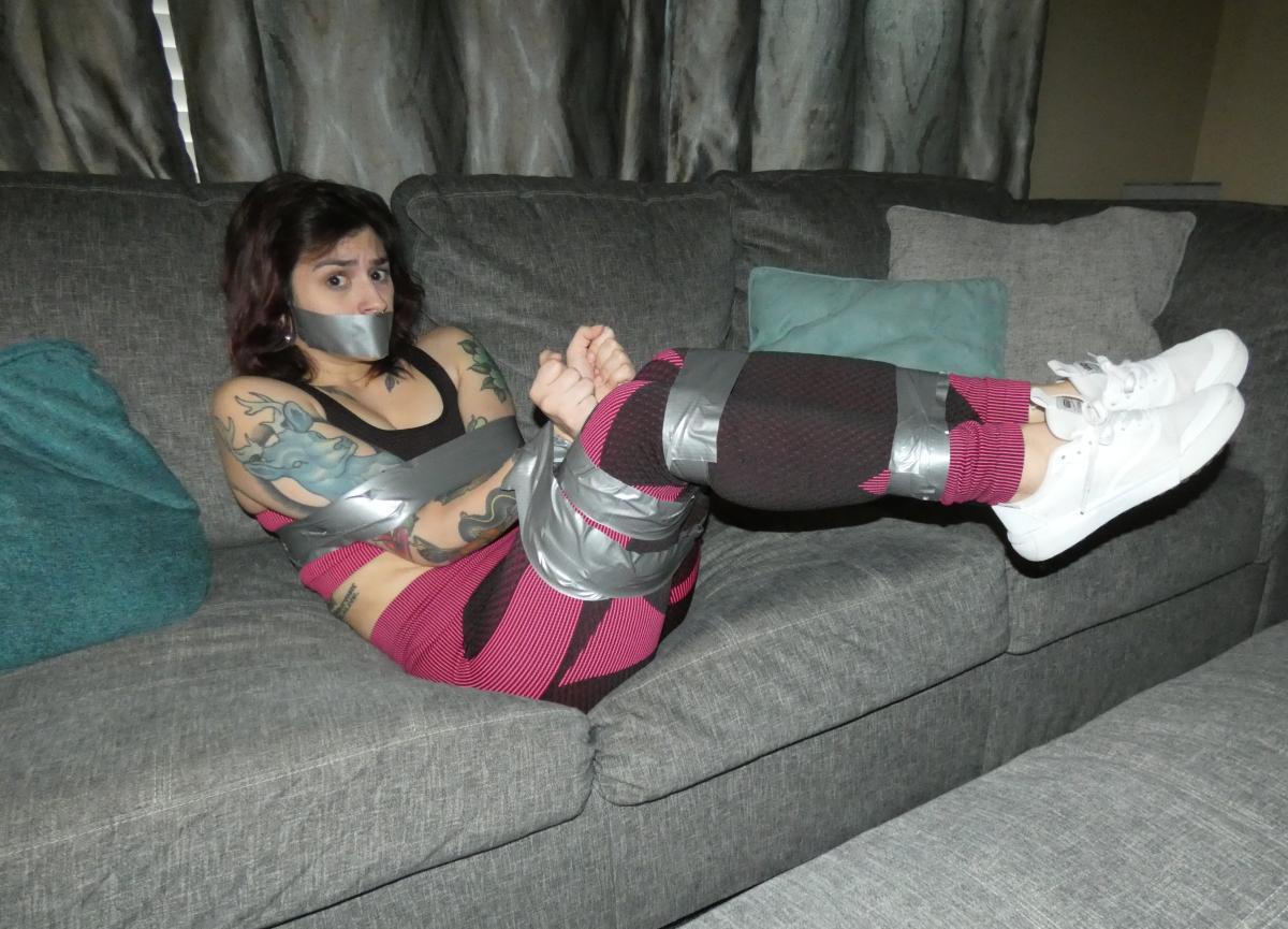 Tattooed-woman-in-tape-bondage-5