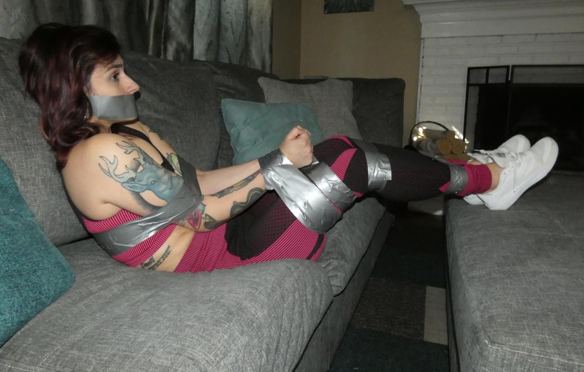Tattooed-woman-in-tape-bondage-6