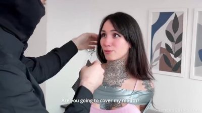 Luzz ungagged during early torso wraps asking if he is going to cover her mouth