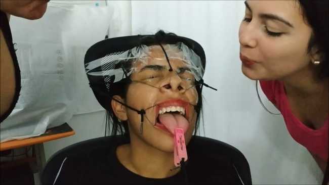 Slutty BDSM Girl Double Dominated With Lesbian Spitting