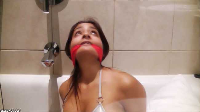 Busty Indian Woman In Bathtub Bikini Bondage