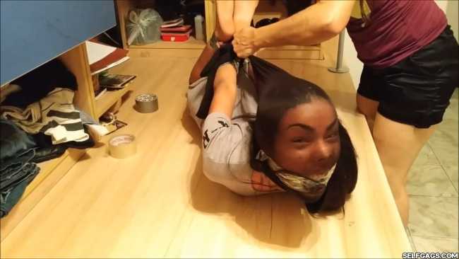 Cute Barefoot Girl Fucked Up With Pantyhose Bondage In Extremely Strict Hogtie