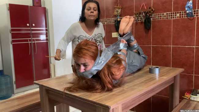 Hogtaped-Brat-Lectured-Foot-Whipping-And-Tape-Bondage-26