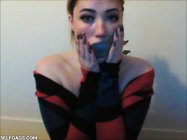Misha Mayfair tape gagging for Selfgags