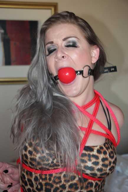 Miss-Whitney-Morgan-Ball-Gagged-And-Hogtied-In-Swimsuit
