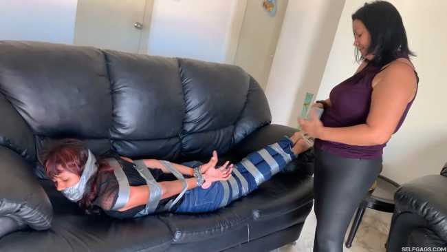 Naughty-Backtalking-Teenage-Girl-Gagged-In-Tight-Tape-Bondage-By-Her-Evil-Stepmom-20