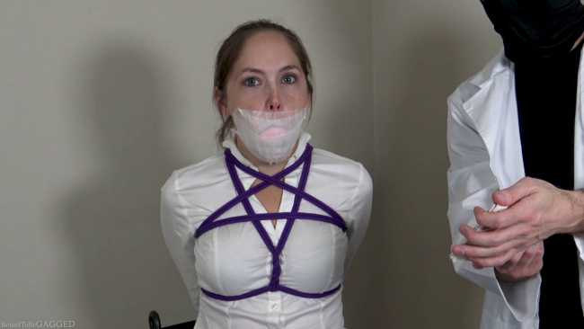 Rachel-Adam-Micropore-Tape-Gagged-With-Sponge-In-Mouth
